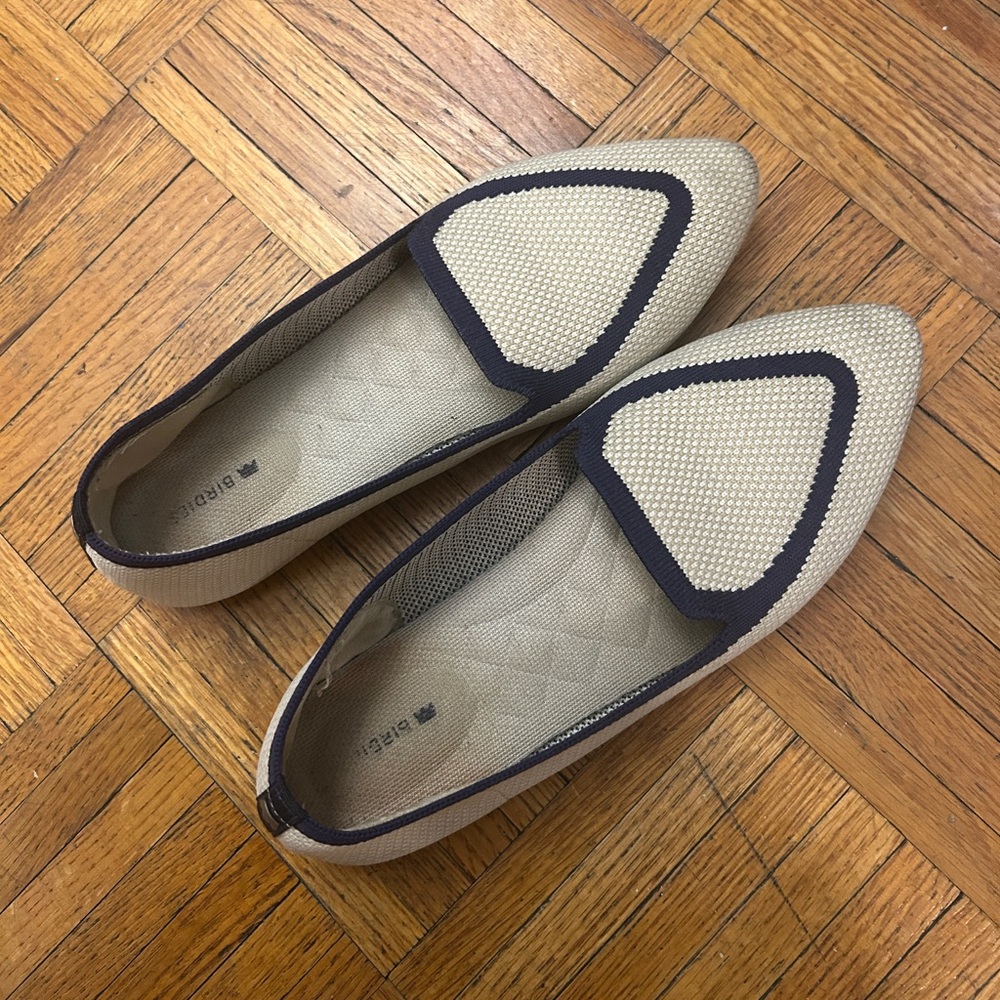 Birdies Cream and Navy Blue Washable Flats Size 7.5